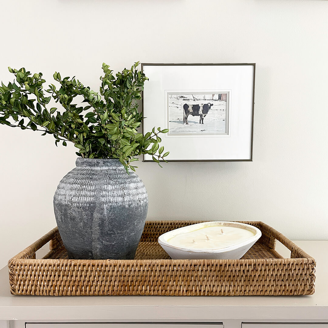 Wild Oats Interiors Chesa Rattan Tray Farmhouse Classic Home Decor