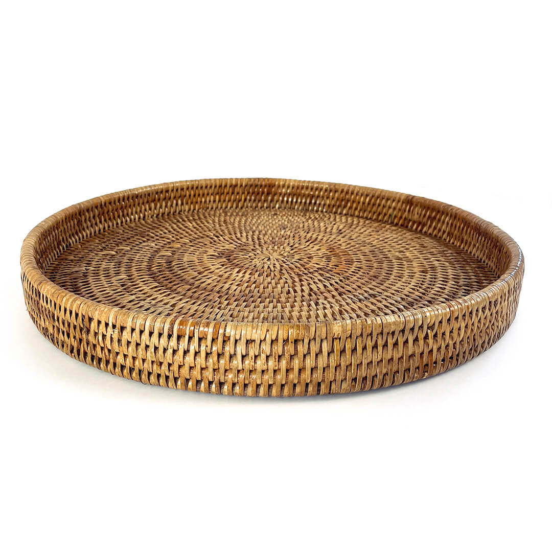 Wild Oats Interiors Inzali Rattan Tray Farmhouse Classic Home Decor