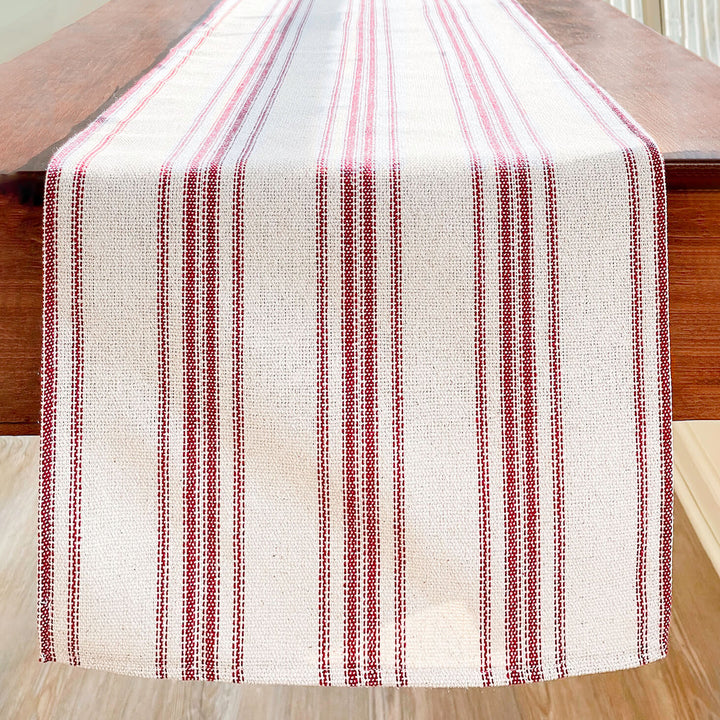 Wild Oats Interiors Farmhouse Home Decor Stripe Table Runner Linen