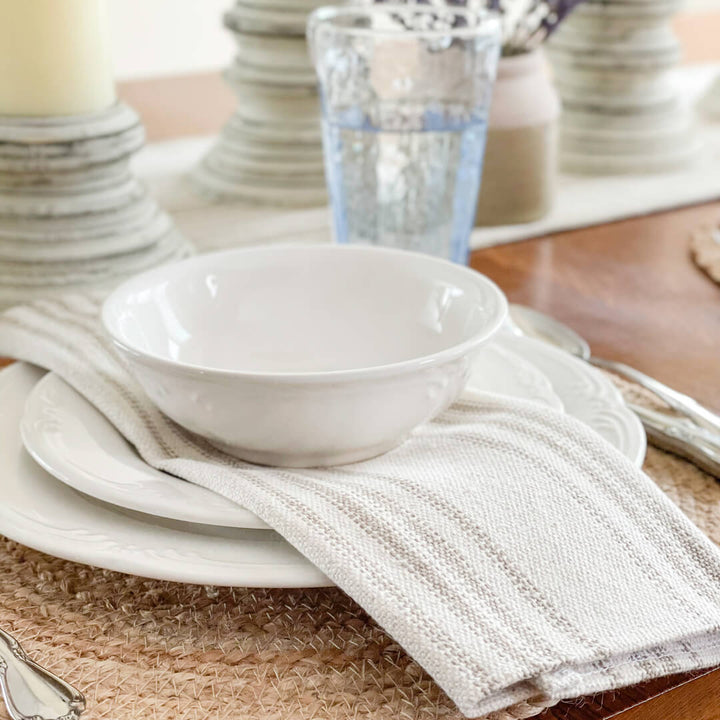 Wild Oats Interiors Farmhouse Home Decor Striped Tan Napkins